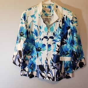 Erin London Blue and White Print Jacket Size Small